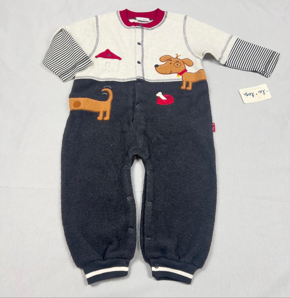 Vintage Le Top Puppy Dog Fleece Romper 24M NWT Snap Front One Piece Letop Boys